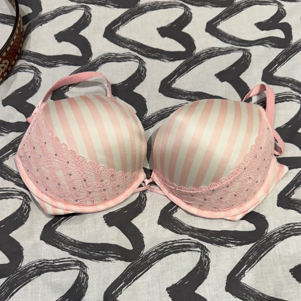 Victoria's Secret Pink and Cream Striped Bra